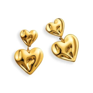 Gold Double Heart Earrings